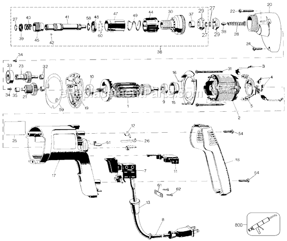 Page A Diagram and Parts List for 2054 Type 103 Black and Decker Electric Drill